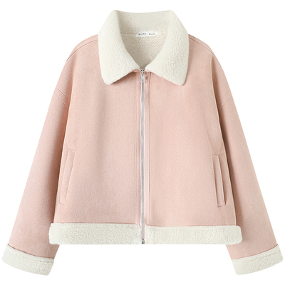 慕兔韩系仿麂皮毛绒外套