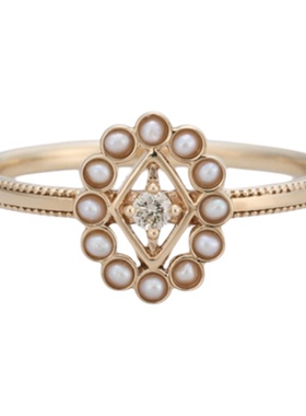 女纯银日系十字珍珠戒指