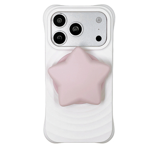 kaia 极简奶白波漾壳五角星适用苹果18promax手机壳iphone16pro新款17女14pro磁吸支架15pro全包硅胶软手机套