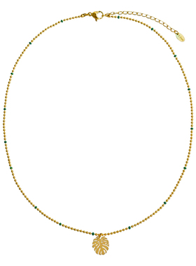 whatever钛钢植物龟背竹项链女