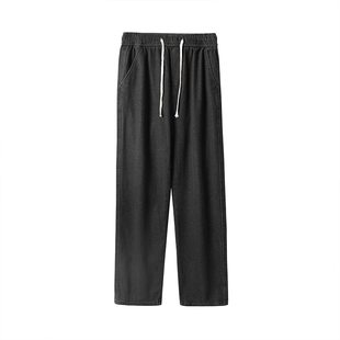 回力黑色牛仔裤男士春秋季2026新款宽松直筒裤子男生阔腿休闲长裤