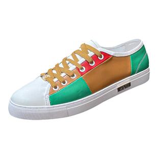 名牌高端欧洲站休闲真皮印花小白鞋男鞋潮百搭奢侈品软牛皮板鞋男