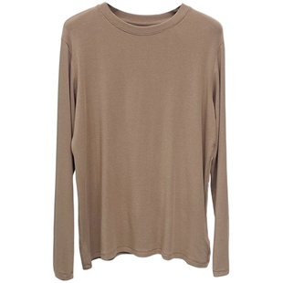 元熙8001秋冬新款仿羊绒长袖外穿上衣女宽松内搭圆领纯色打底衫