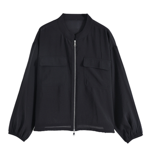 千韵/黑色薄款防晒棒球服女夏季透气拉链外套宽松休闲户外防晒衣