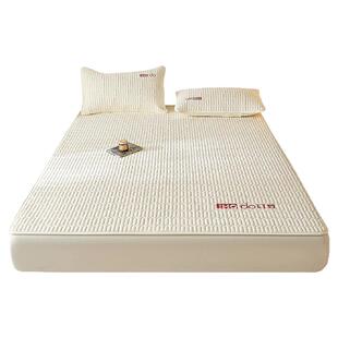 红豆A类刺绣夹棉床笠罩单件2025新款四季通用床垫套保护罩三件套