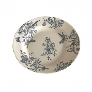 中式复古ins风蓝色花鸟系列陶瓷餐具家用釉下彩米饭碗双耳碗汤盘