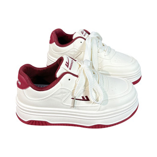 回力网红爆款小白鞋女鞋2026新款原创百搭厚底增高酒红色板鞋透气