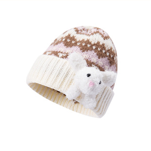 畹町民族风针织帽子女冬季加绒保暖护耳帽复古费尔岛麻花辫毛线帽