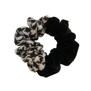 半糖~千鸟格肠圈发圈头饰高弹扎头发短发饰后脑勺盘发头绳韩国