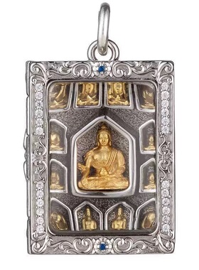民族风药师佛925纯银吊坠项链男女药师十二愿挂坠小佛龛藏传饰品