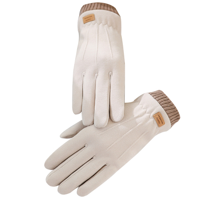 加绒加厚可触屏五指秋冬季棉手套