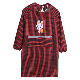 纯棉围裙长袖罩衣厨房加厚粗布成人时尚家用大人麻布反穿衣工作服