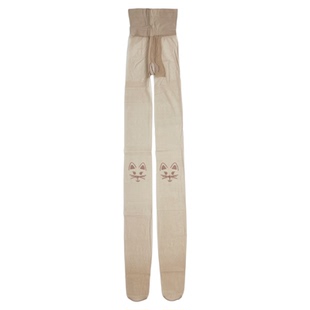 可爱卡通猫咪植绒图案丝袜女性感黑丝超薄肉丝连裤袜防勾丝打底袜