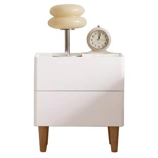 加兰实木简易床头柜奶油风床边抽屉柜现代简约卧室白色收纳储物柜