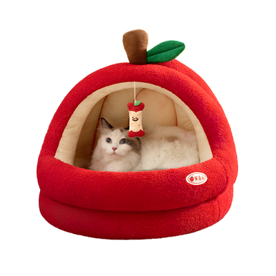 全网爆款！小猫的专属圣诞苹果窝