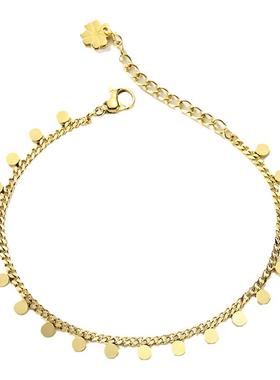 设计师款钛钢镀金小圆