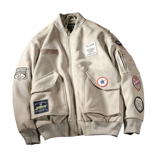 天空之翼」冬季潮男ma1飞行棉服麂皮绒工装棉衣休闲加厚保暖外套