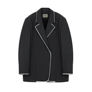 PHISM【秋上新】26年秋冬新品女款毛边西服中长款西装