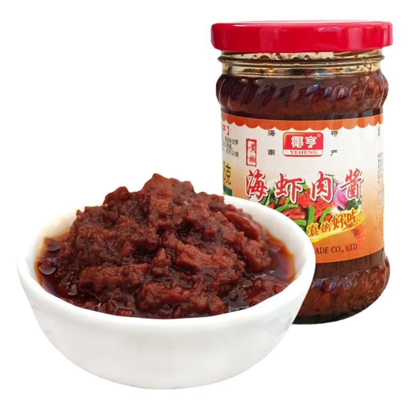 椰亨海虾肉酱208g瓶海南特产香辣海鲜虾酱拌面拌饭下饭调味酱包邮