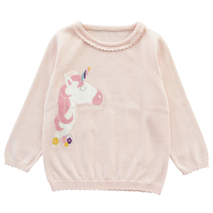 女童毛衣薄款2025春秋装新款儿童圆领套头针织衫宝宝纯棉打底毛衫