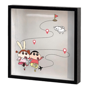 可爱蜡笔小新情侣旅行票根收纳相框挂墙创意演唱会门票车票收纳盒