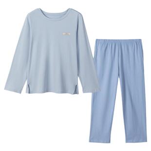 顶呱呱宽松大码家居服套装男女春秋氧气棉纯棉长袖长裤睡衣套头