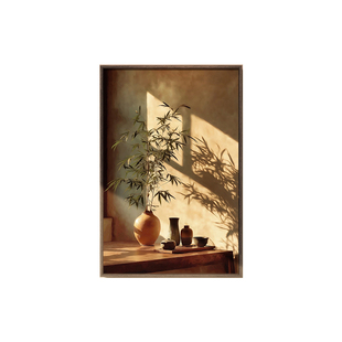 宋代美学中式入户进门玄关装饰画光影走廊过道正对墙茶室客厅挂画