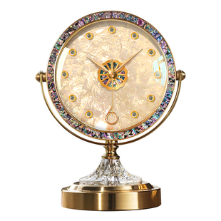 轻奢高级座钟客厅桌面时钟台式2025新款贝壳高端摆件美式钟表摆放