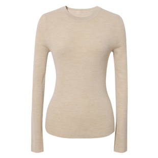 伊芙丽基础款圆领100%可机洗羊毛针织衫女装修身2025秋装新款