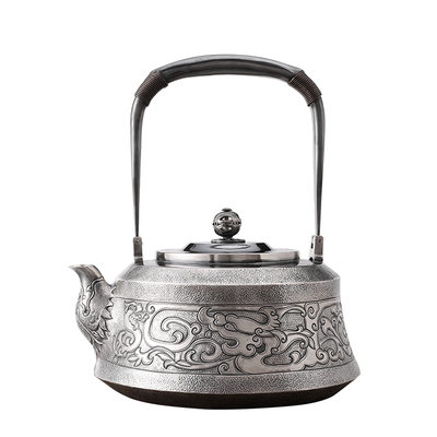 银壶纯银999烧水壶一张打龙啸