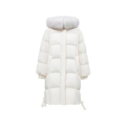 绫致ONLY冬季新款90白鹅绒简约百搭毛领中长款羽绒服女