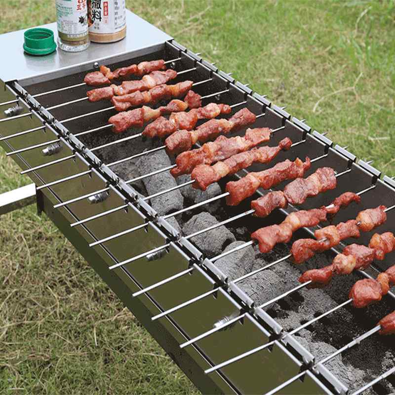 自动翻转烧烤炉自助商用户外燃气电热旋转烤串机家用木炭竹签无烟