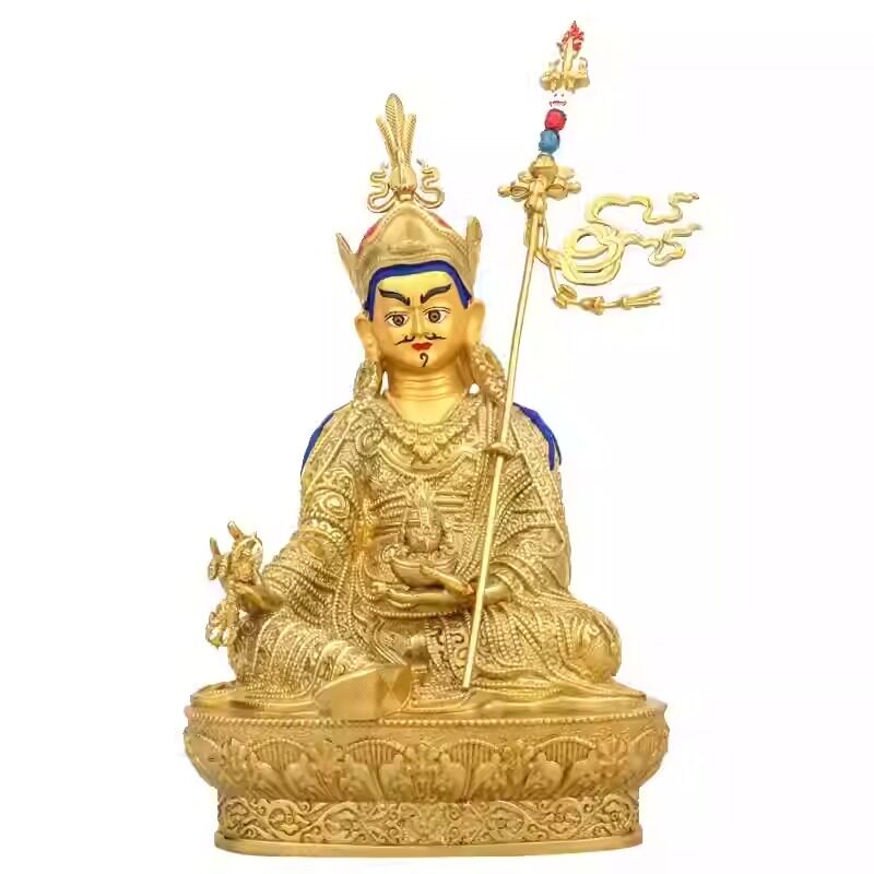 5寸7寸10寸藏传莲花生大士佛像全鎏金居家佛堂家用莲师佛像摆件