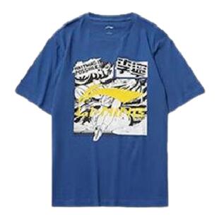 李宁短袖文化衫夏季新款男纯棉宽松舒适潮流重磅舒适休闲运动上衣