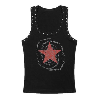 星星印花铆钉镶边工字背心女