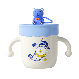 奈挺尔儿童牛奶杯316L不锈钢刻度吸管杯1-3岁宝宝喝水直饮杯防摔