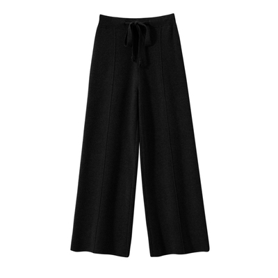 羊毛针织阔腿裤女秋冬新款高腰抽绳直筒显瘦拖地裤百搭休闲针织裤