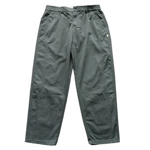 秋季美式休闲高级感痞帅拼接军绿色工装裤男直筒宽松紧腰锥形长裤