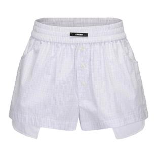 LACERTA2025秋季新款解构口袋A型短裤女白色细格纹百搭休闲短裤