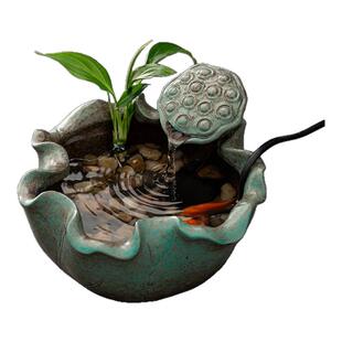 中式陶瓷循环流水摆件转运玄关客厅办公室招财桌面电视柜开业礼物