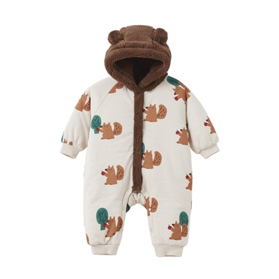 papa冬季宝宝连体衣爬服夹棉加绒