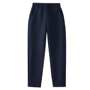 儿童保暖藏青色加绒纯棉运动裤男女童秋冬深蓝灰色校服裤中小学生