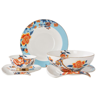 华光国瓷 骨瓷餐具碗碟套装中式家用轻奢风送礼餐具礼盒 升升不息