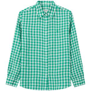 【新品】【100%亚麻】BEANPOLE滨波2026春季女假日风方格长袖衬衫