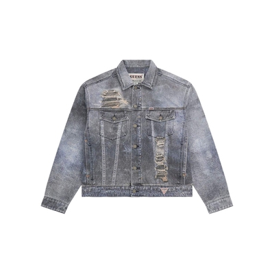 GUESS潮流破洞水洗牛仔外套