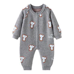 童泰婴儿连体衣春秋季宝宝衣服儿童休闲外出针织哈衣男童女童爬服