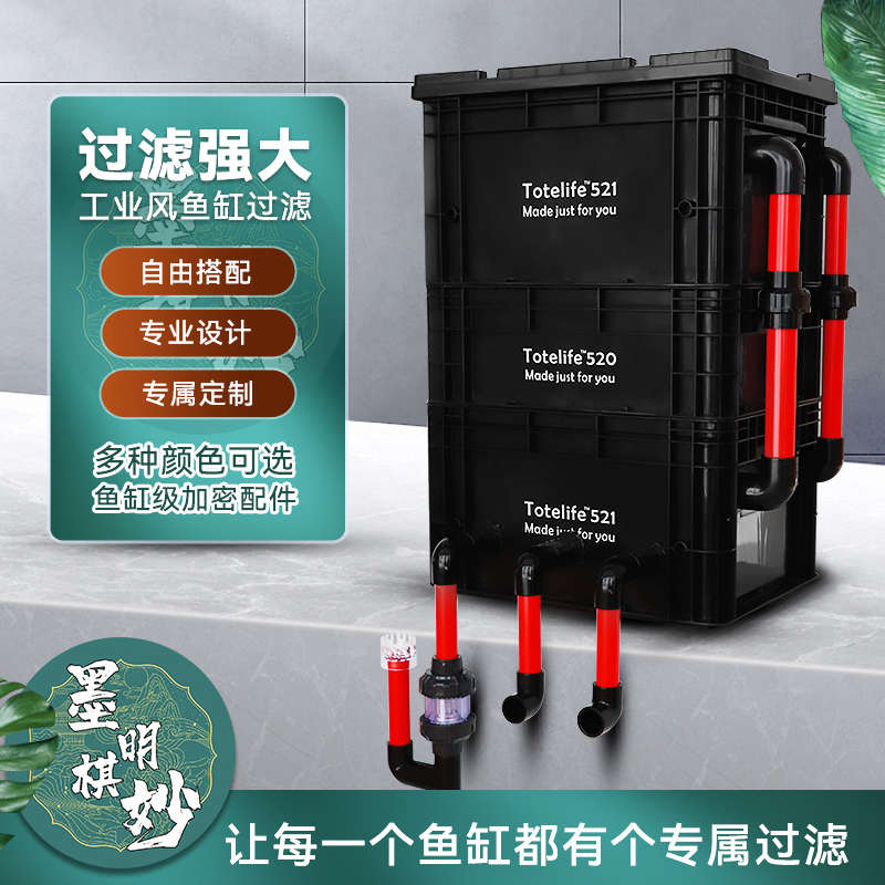 工业风周转箱鱼缸鱼池过滤器阳台养鱼龟缸滴流盒内外置周转箱过滤