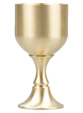 黄铜复古高脚供杯佛前水杯摆件