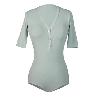 Dancebaby拉丁舞服跳舞上衣新款舞服练功服成人女短袖连体衣YS424