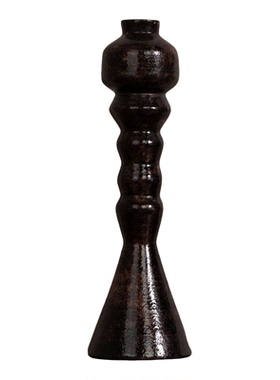 中古风艺术花器黑金摆件中古现代侘寂茶室桌面样板间装饰品